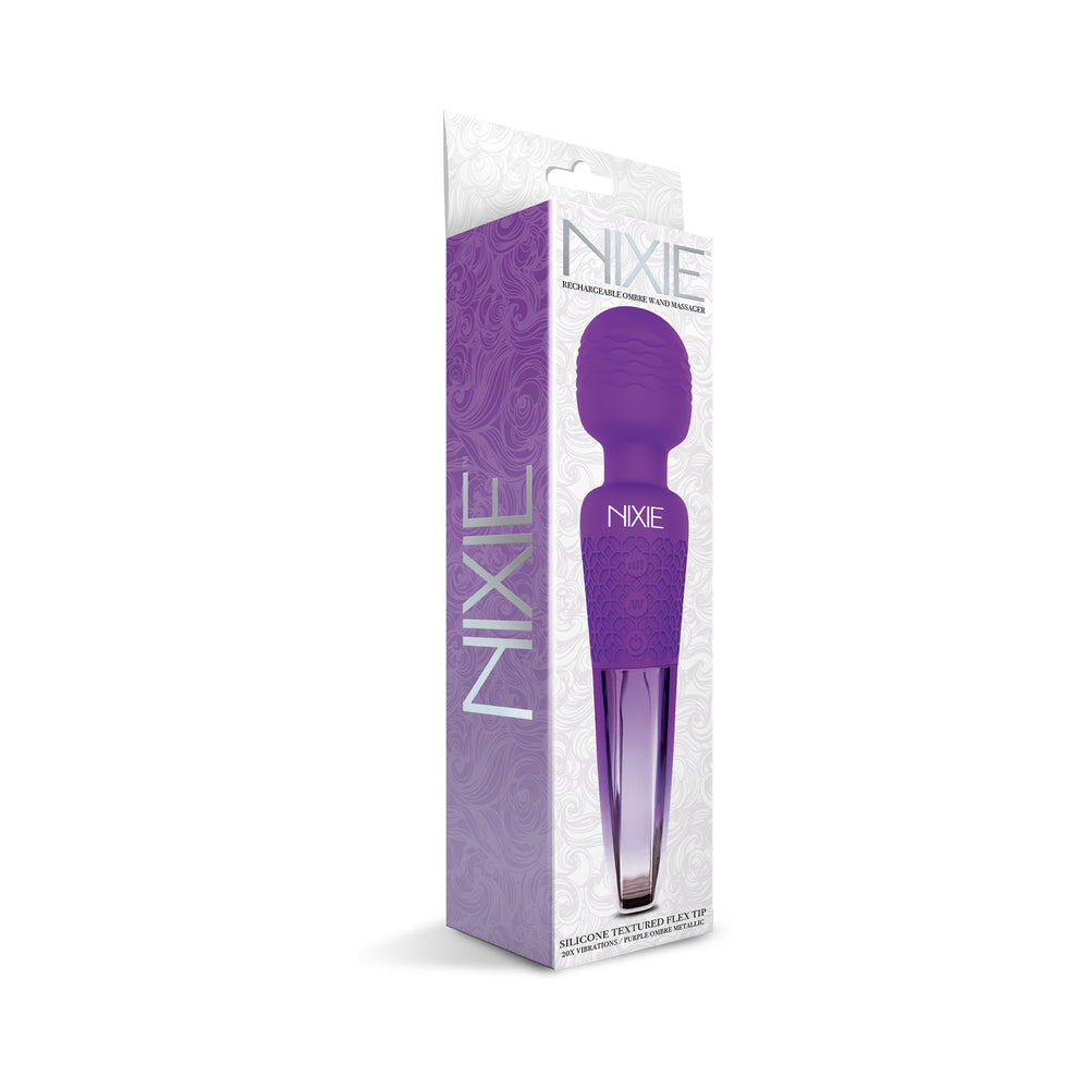 Nixie Rechargeable Wand Massager Purple Ombre Metallic - Fantasies Boutique