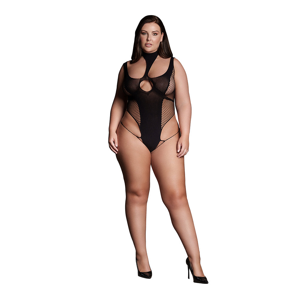 Le Desir Shade Cyllene XLVIII Bodysuit with Turtleneck Black Queen Size - Fantasies Boutique