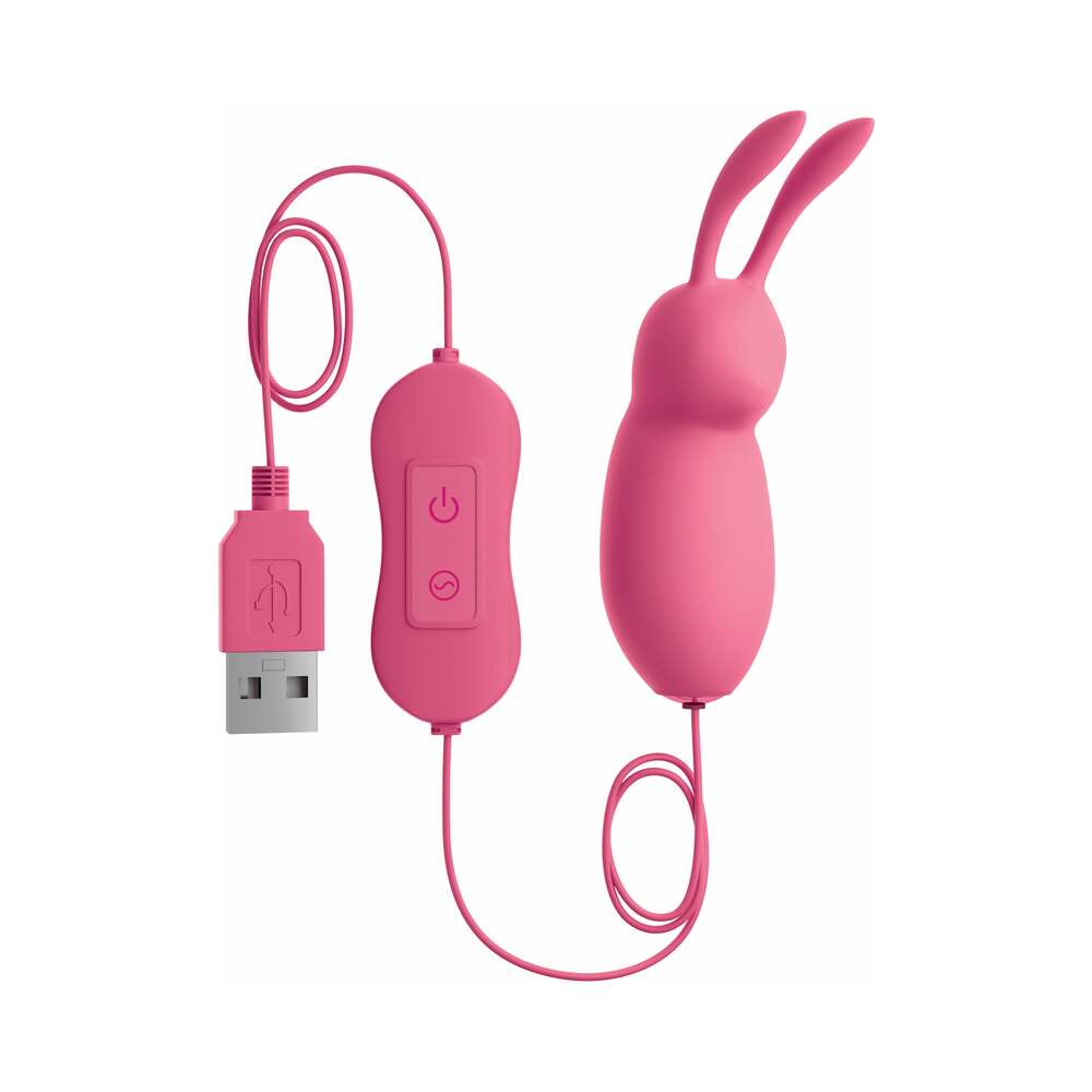 Pipedream OMG! Bullets #Cute USB-Powered Silicone Vibrating Bullet With Ears Pink - Fantasies Boutique