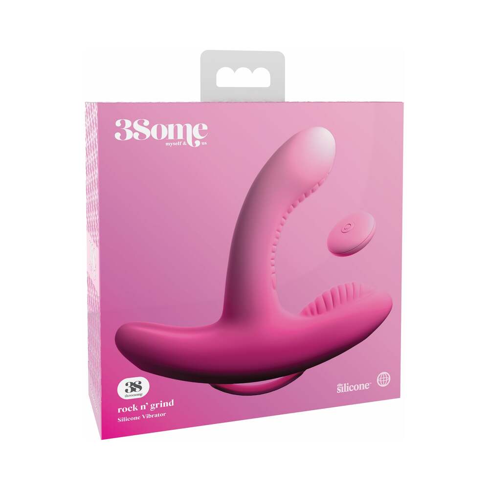 Pipedream 3Some Rock n' Grind Dual Stimulation Silicone Vibrator Pink - Fantasies Boutique