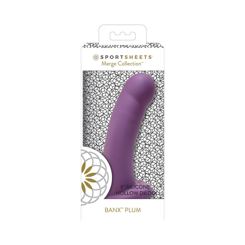 Sportsheets Merge Collection Banx 8 in. Silicone Hollow Dildo Plum - Fantasies Boutique