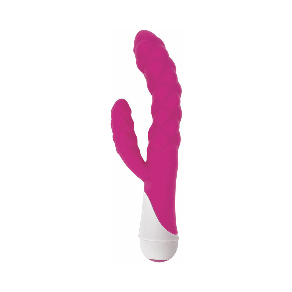 Curve Toys Gossip Ellen Waterproof Textured Silicone Flexible Dual Stimulation Vibrator Magenta - Fantasies Boutique