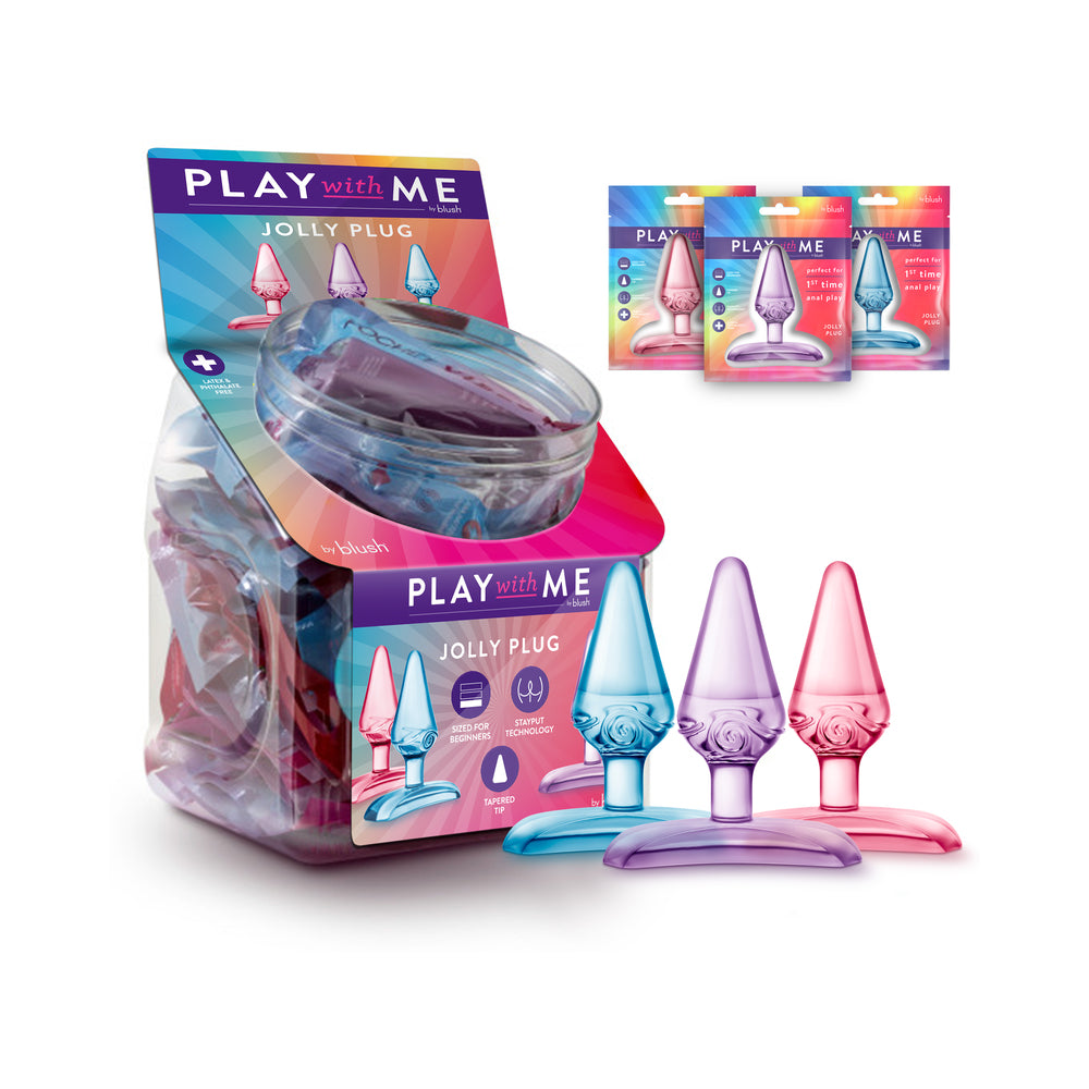Blush Play With Me Jolly Plug 24-Piece Fishbowl Display - Fantasies Boutique