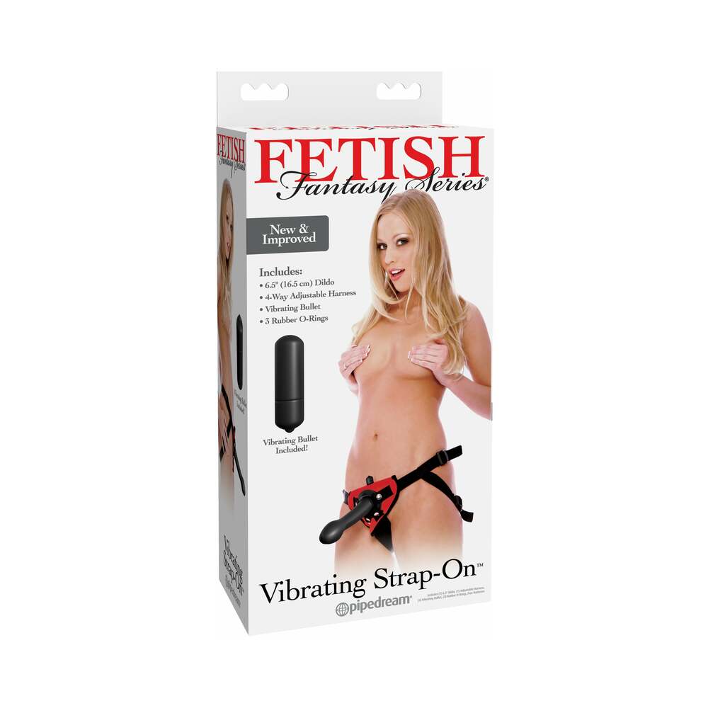 Fetish Fantasy Series 6-Piece Vibrating Strap-On Set With 6 in. Dildo Red/Black - Fantasies Boutique