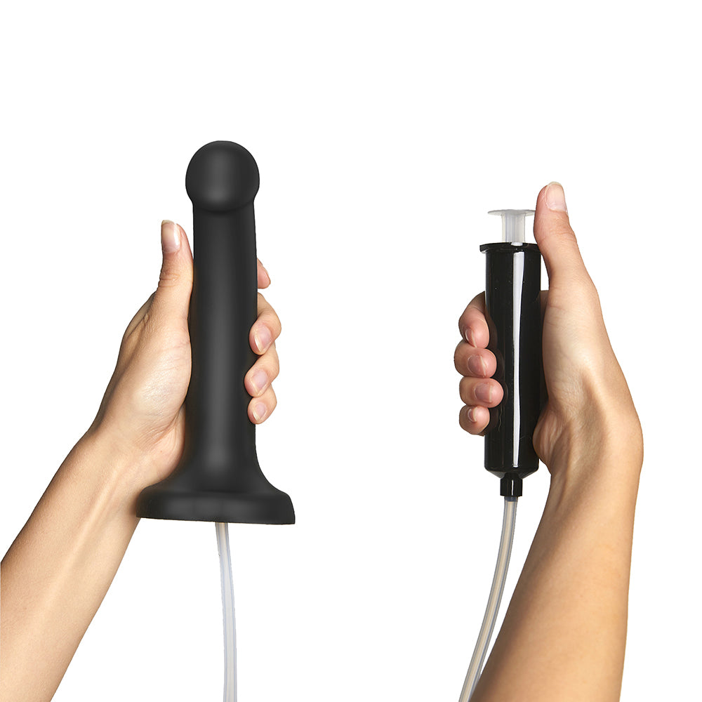 Strap-On-Me Squirting Cum Semi-Realistic Silicone Dildo Black S (fluid not included) - Fantasies Boutique