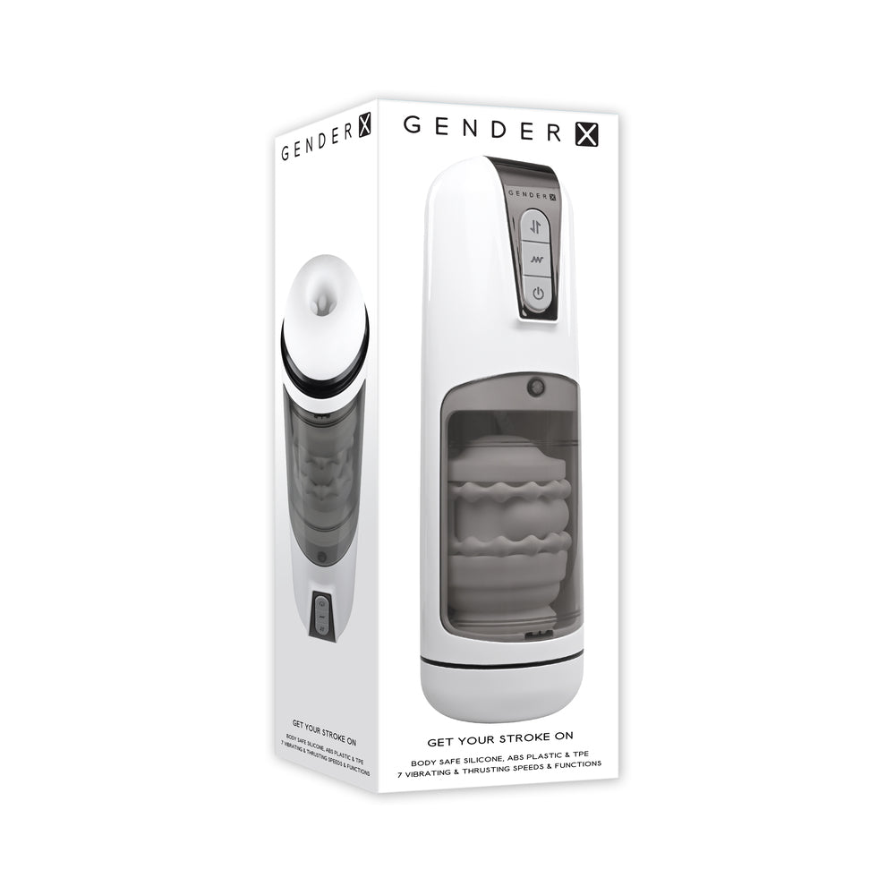 Gender X Get Your Stroke On Rechargeable Stroker TPE White - Fantasies Boutique