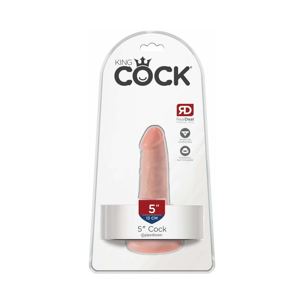 King Cock 5 in. Cock Realistic Dildo With Suction Cup Beige - Fantasies Boutique