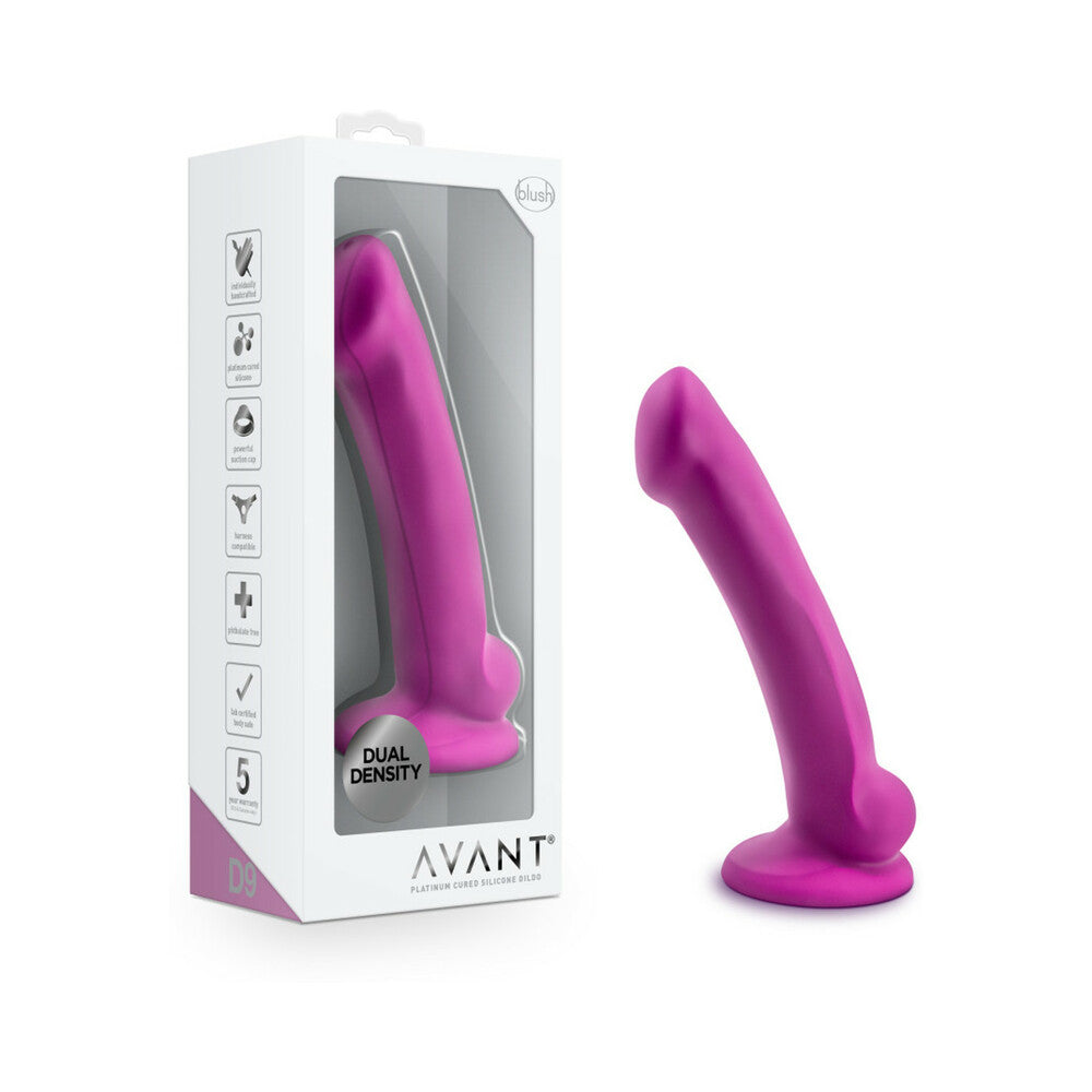 Avant D9 Ergo Mini 7 in. Dual Density Silicone Dildo Violet - Fantasies Boutique