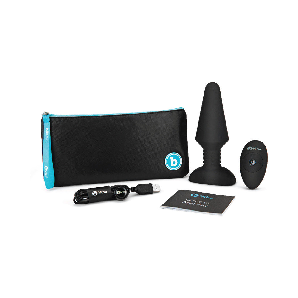 b-Vibe Rimming XL Rotating and Vibrating Remote Control Plug Black - Fantasies Boutique