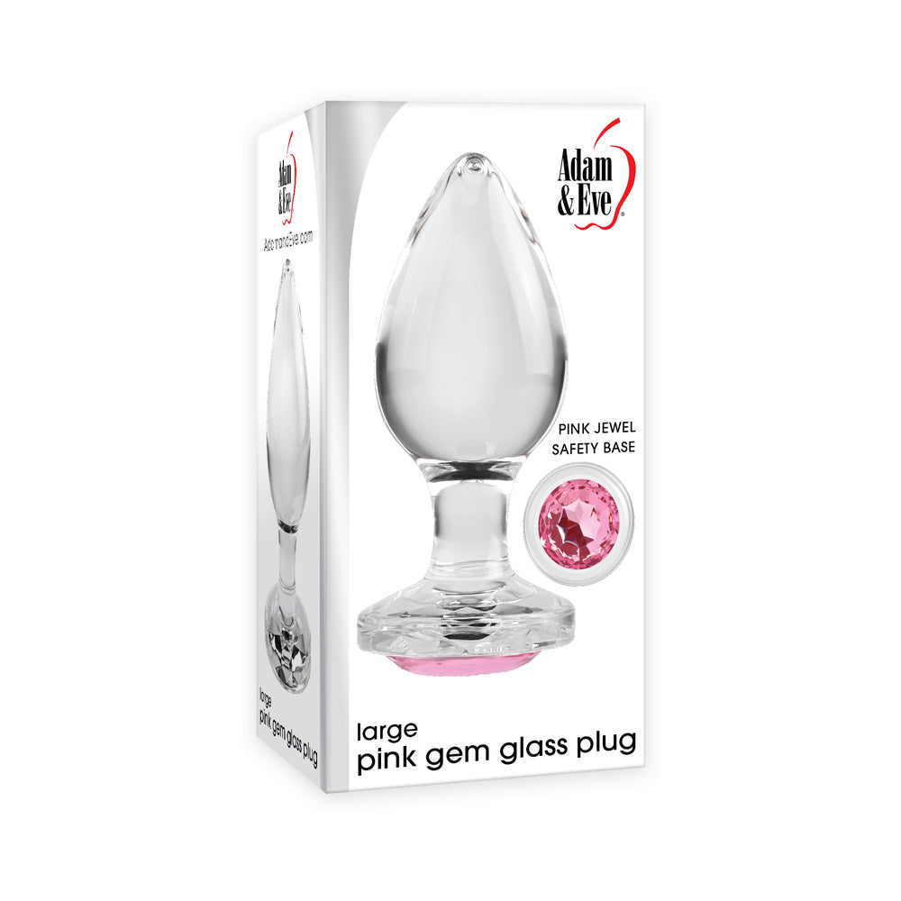Adam & Eve Glass Anal Plug With Pink Gemstone Base Large - Fantasies Boutique