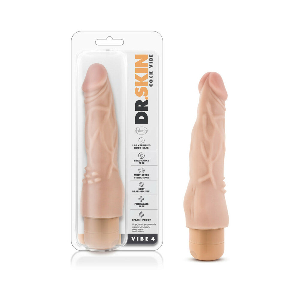 Dr. Skin Vibe 4 Realistic 8 in. Vibrating Dildo Beige - Fantasies Boutique
