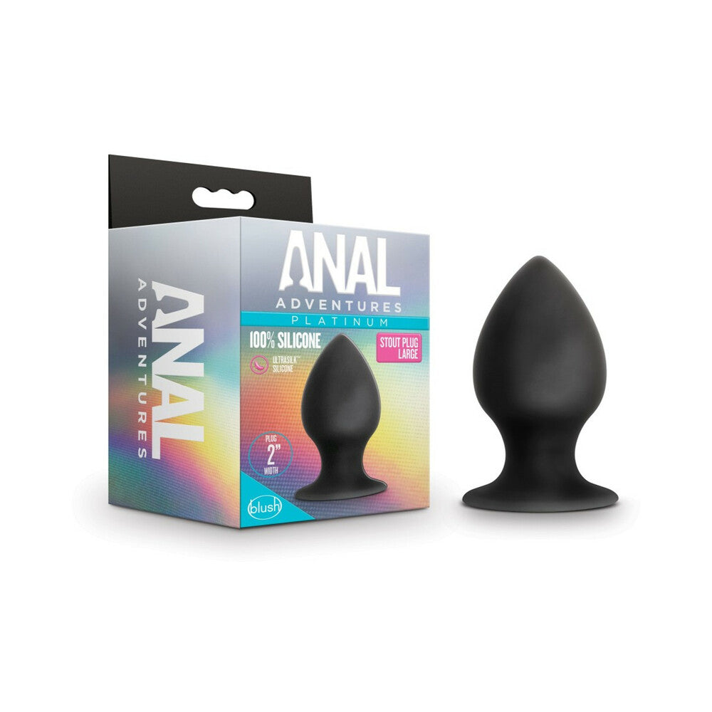Anal Adventures Platinum Silicone Anal Stout Plug Large Black - Fantasies Boutique