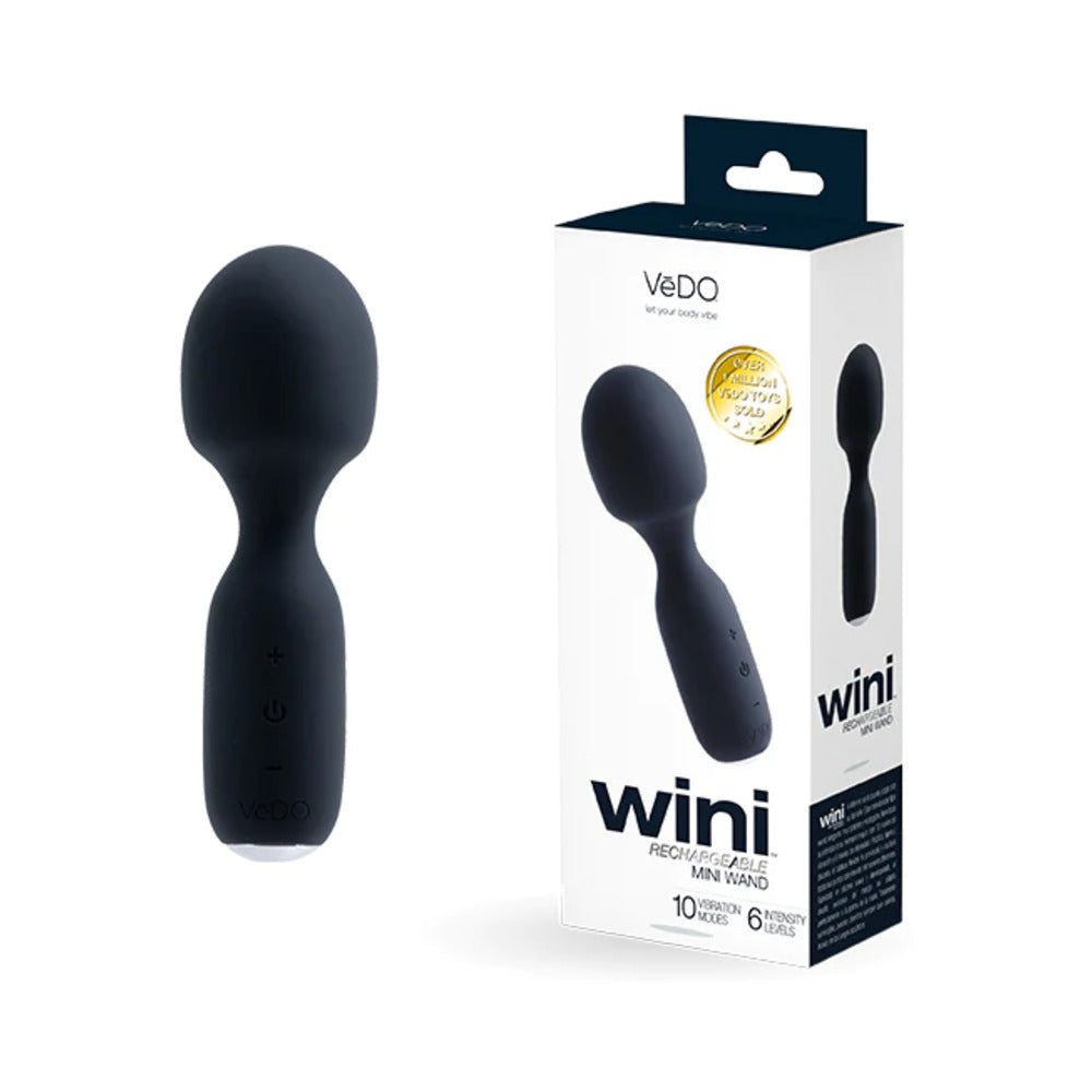 Vedo Wini Rechargeable Mini Wand Just Black - Fantasies Boutique