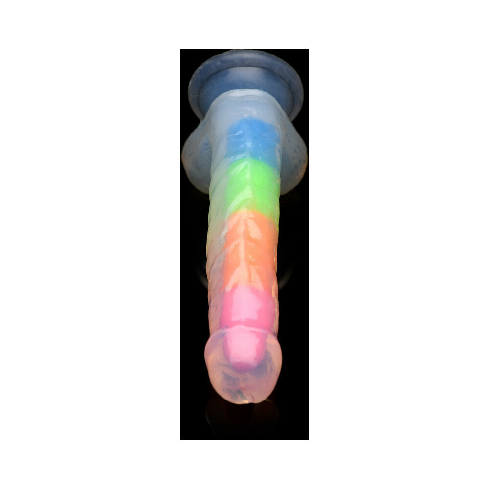 Lollicock Silicone Dildo with Balls 7 in. Rainbow Glow in the Dark - Fantasies Boutique