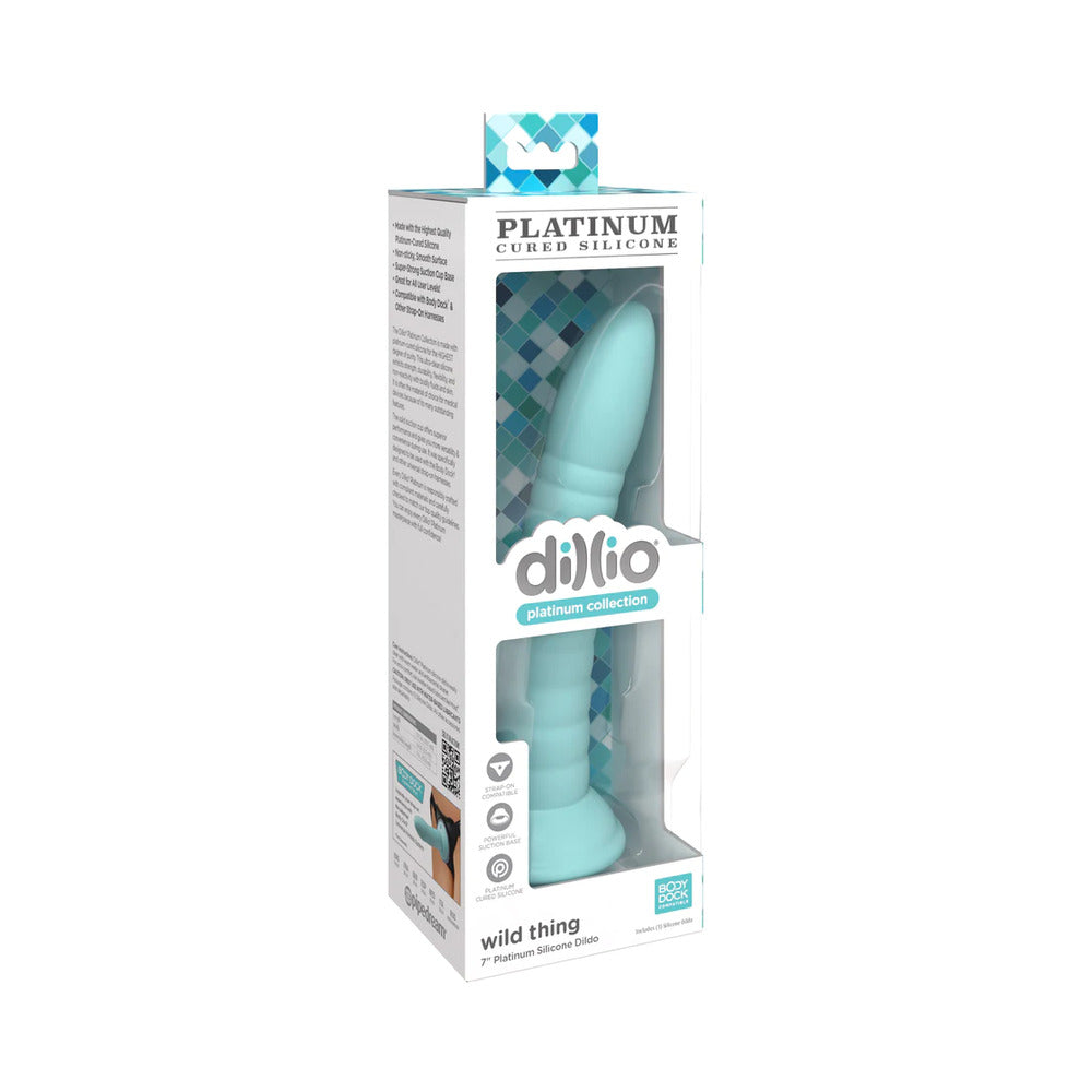 Dillio Platinum Collection Wild Thing 7 in. Silicone Dildo Teal - Fantasies Boutique