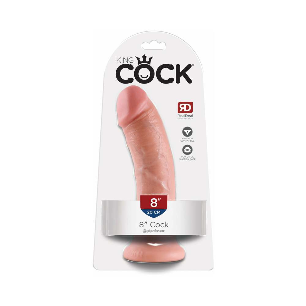 King Cock 8 in. Cock Realistic Dildo With Suction Cup Beige - Fantasies Boutique