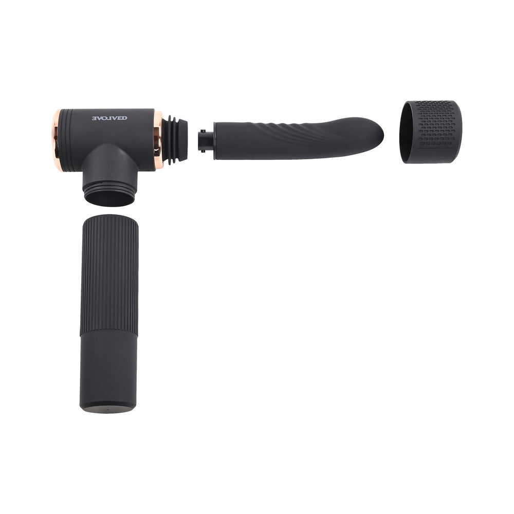 Evolved Too Hot To Handle Rechargeable Silicone Thrusting Sex Machine Black - Fantasies Boutique