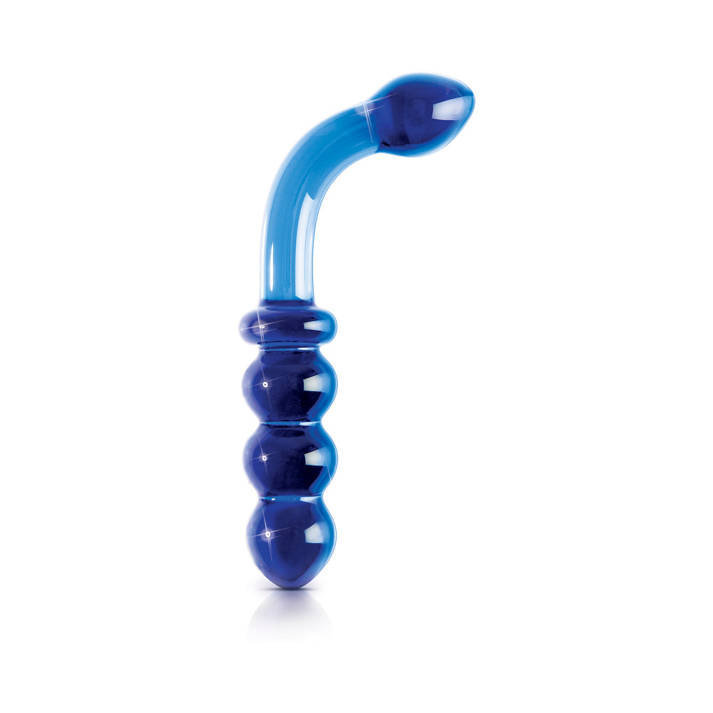Icicles No. 31 Curved Beaded 7.25 in. Dual-Ended Glass Dildo Blue