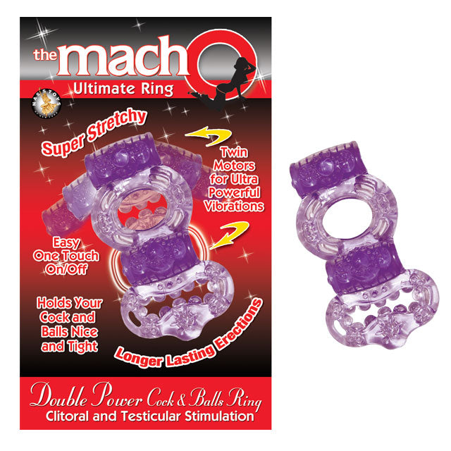 Macho 2X Power Cock & Balls Vibrating Ring (Purple) - Fantasies Boutique