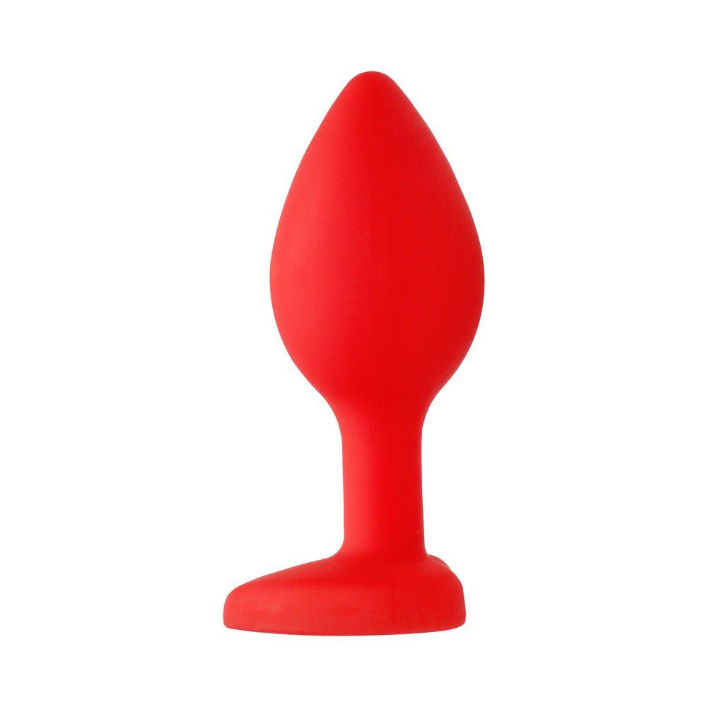 Ouch! Flexible Silicone Diamond Heart Butt Plug Red Large - Fantasies Boutique
