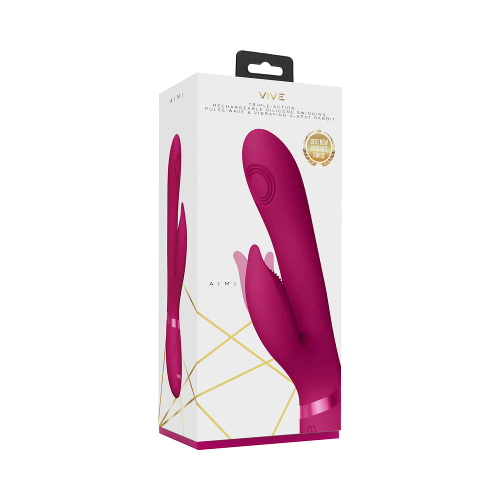 VIVE AIMI Rechargeable Swinging Pulse-Wave Silicone Rabbit Vibrator Pink - Fantasies Boutique