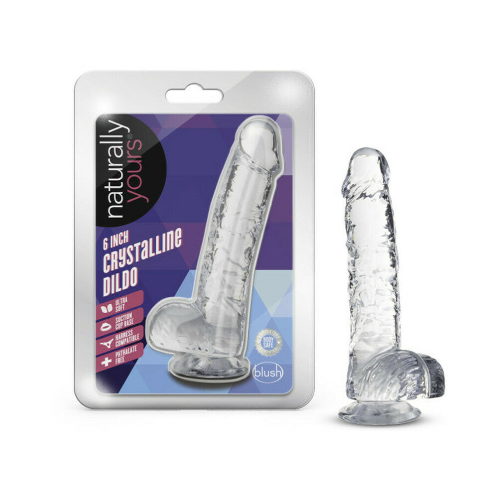 Blush Naturally Yours Crystalline 6 in. Dildo with Balls & Suction Cup Diamond - Fantasies Boutique