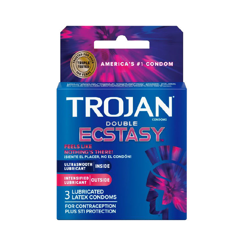 Trojan Double Ecstasy Latex Condoms (3) - Fantasies Boutique