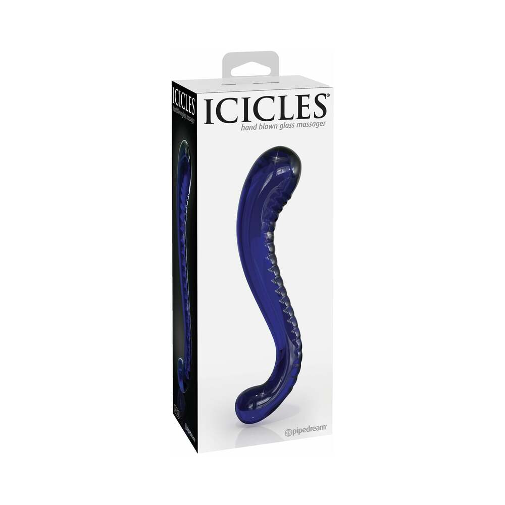 Icicles No. 70 Curved Dual-Ended Glass Dildo Blue - Fantasies Boutique