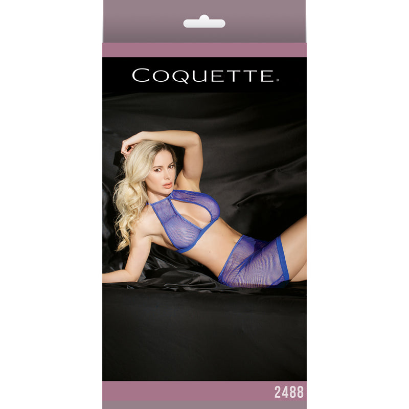 Fishnet Halter Top & High Waisted Skirt Cobalt OS Packaging Box - Fantasies Boutique