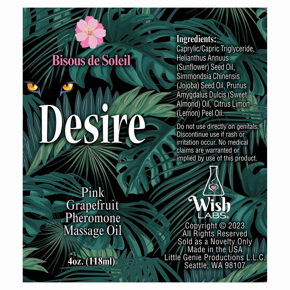 Desire Pheromone Massage Oil Pink Grapefruit 4 oz. - Fantasies Boutique