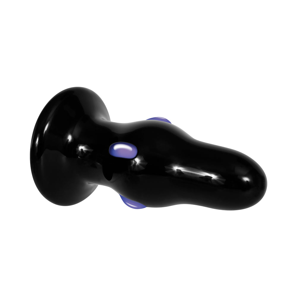 Adam & Eve Rear Rocker Rechargeable Vibrating Glass Anal Plug Black - Fantasies Boutique