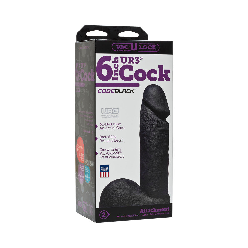 Vac-U-Lock - ULTRASKYN 6in Realistic Cock CODEBLACK - Fantasies Boutique