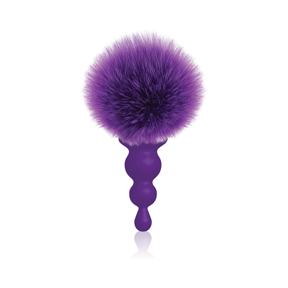 The 9's Cottontails Silicone Bunny Tail Butt Plug Beaded Purple - Fantasies Boutique
