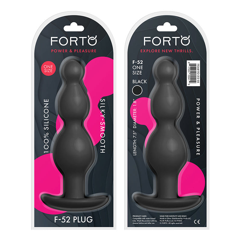 Forto F-52 Cone Beads Silicone Anal Plug Black - Fantasies Boutique