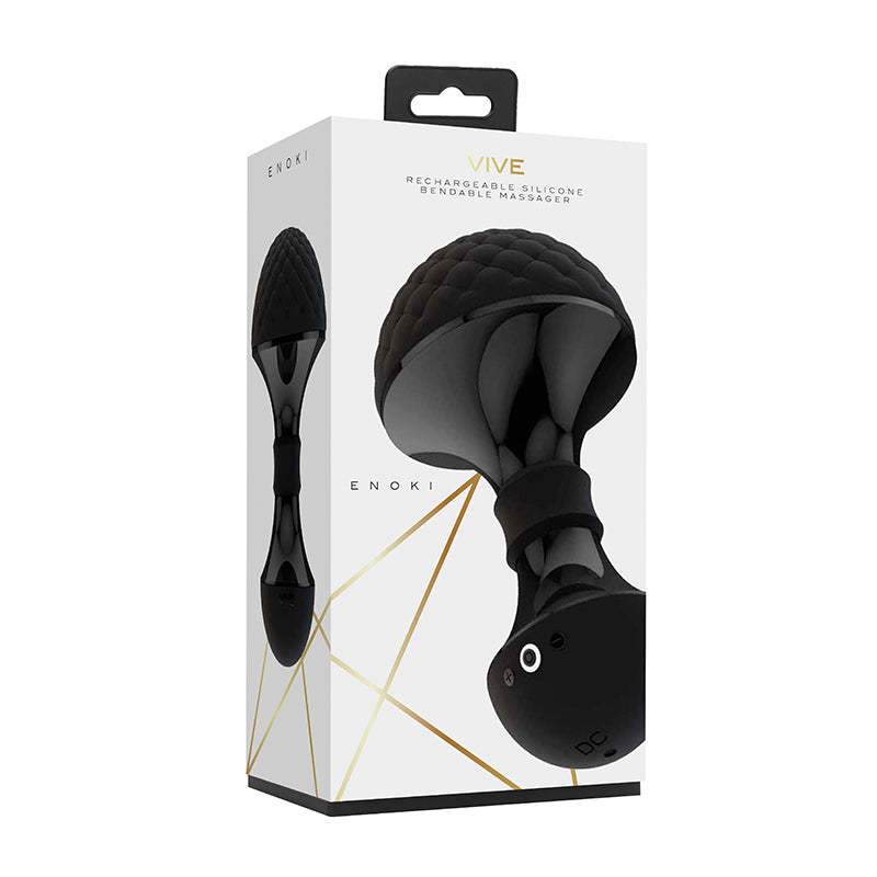 VIVE ENOKI Rechargeable Bendable Silicone Massager Black - Fantasies Boutique
