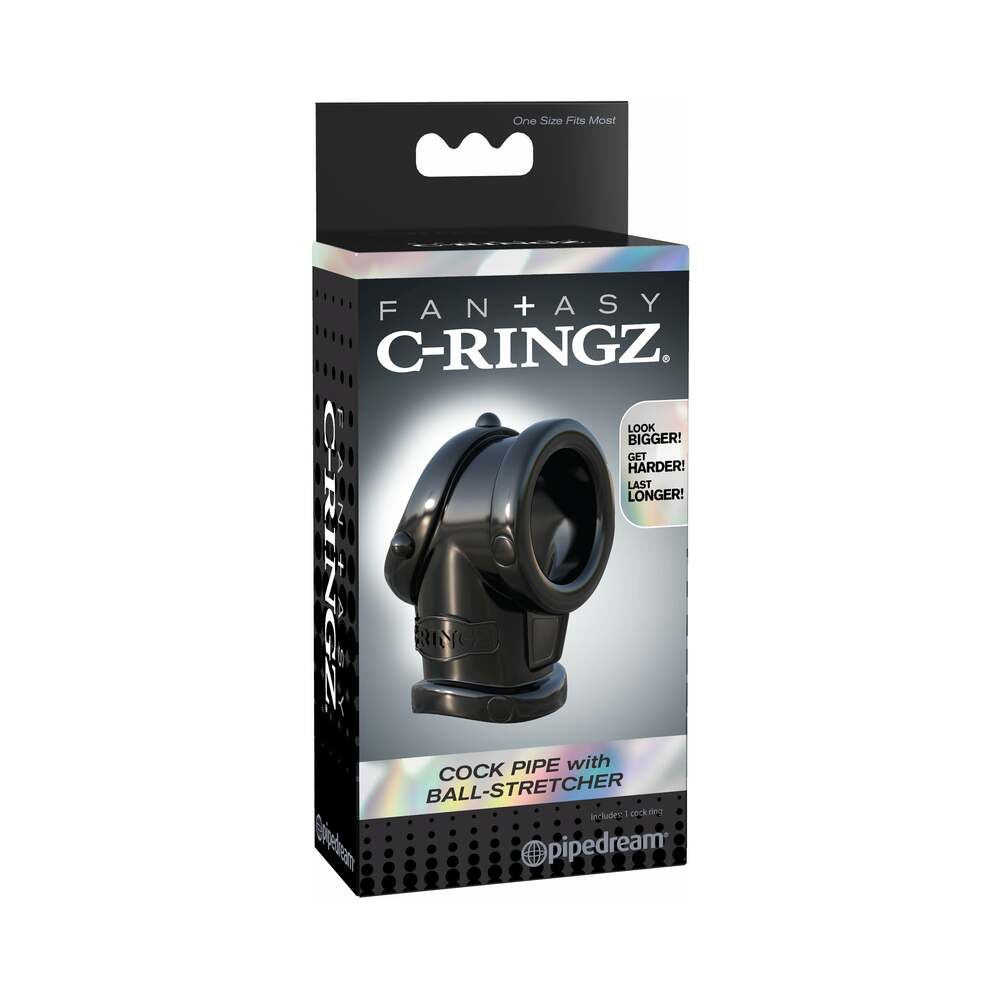 Fantasy C-Ringz Cock Pipe With Ball Stretcher Sling Black - Fantasies Boutique