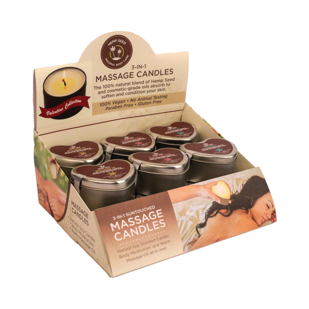Earthly Body Hemp Seed Valentine 2025 3-in-1 Massage Candle 12-Piece Pre-Pack