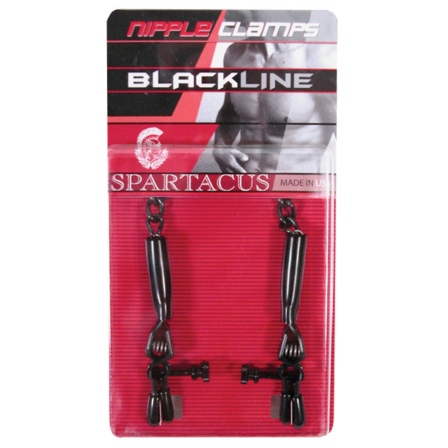Spartacus Blackline Nipple Clamps Adjustable Rubber Tipped Pinchers - Fantasies Boutique