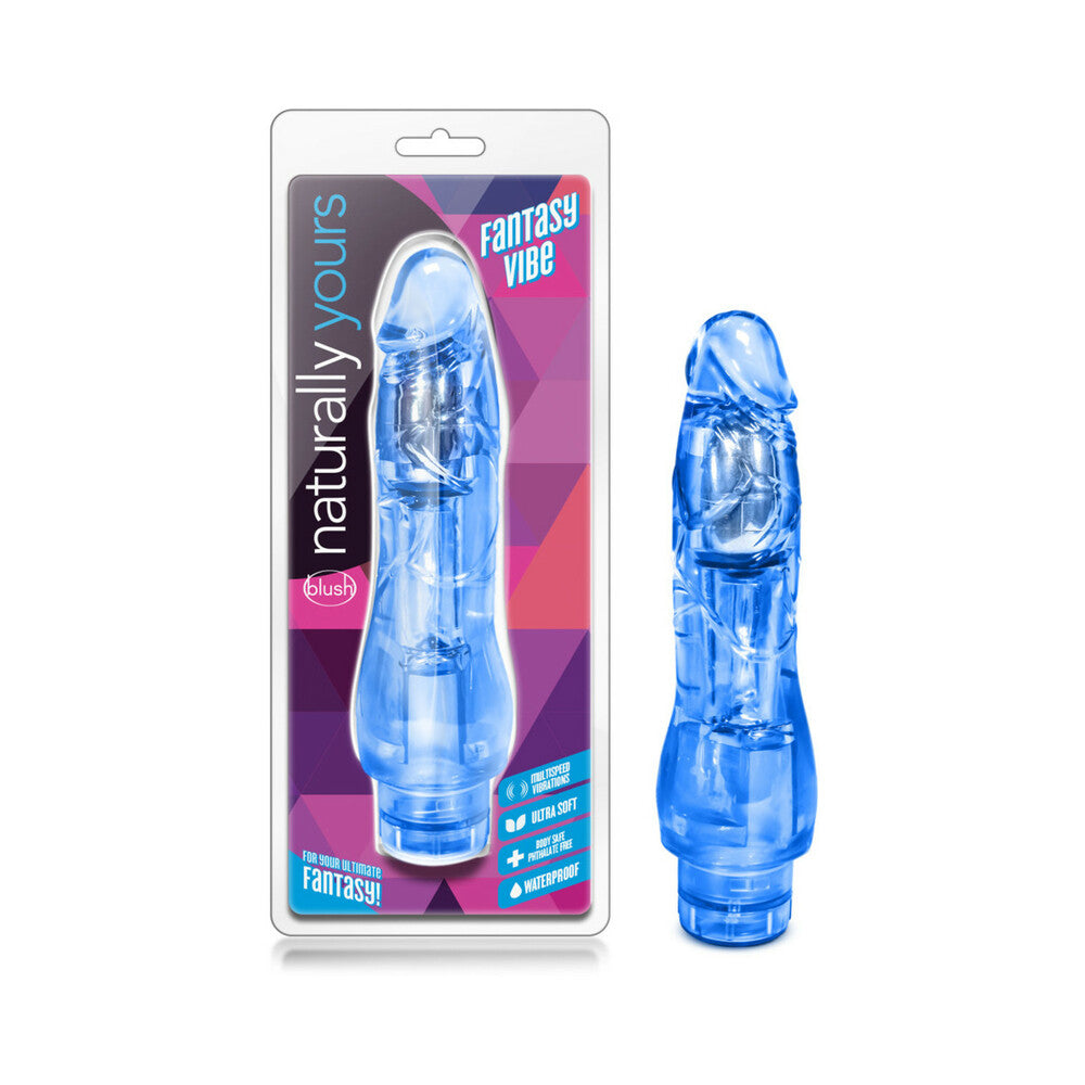 Naturally Yours Fantasy Vibe Realistic 8.5 in. Vibrating Dildo Blue - Fantasies Boutique
