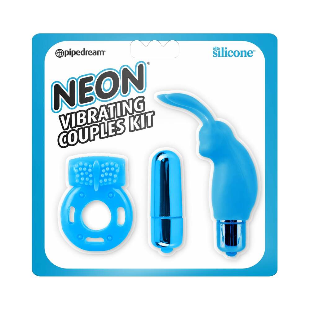 Neon 3-Piece Silicone Vibrating Couples Kit Blue - Fantasies Boutique