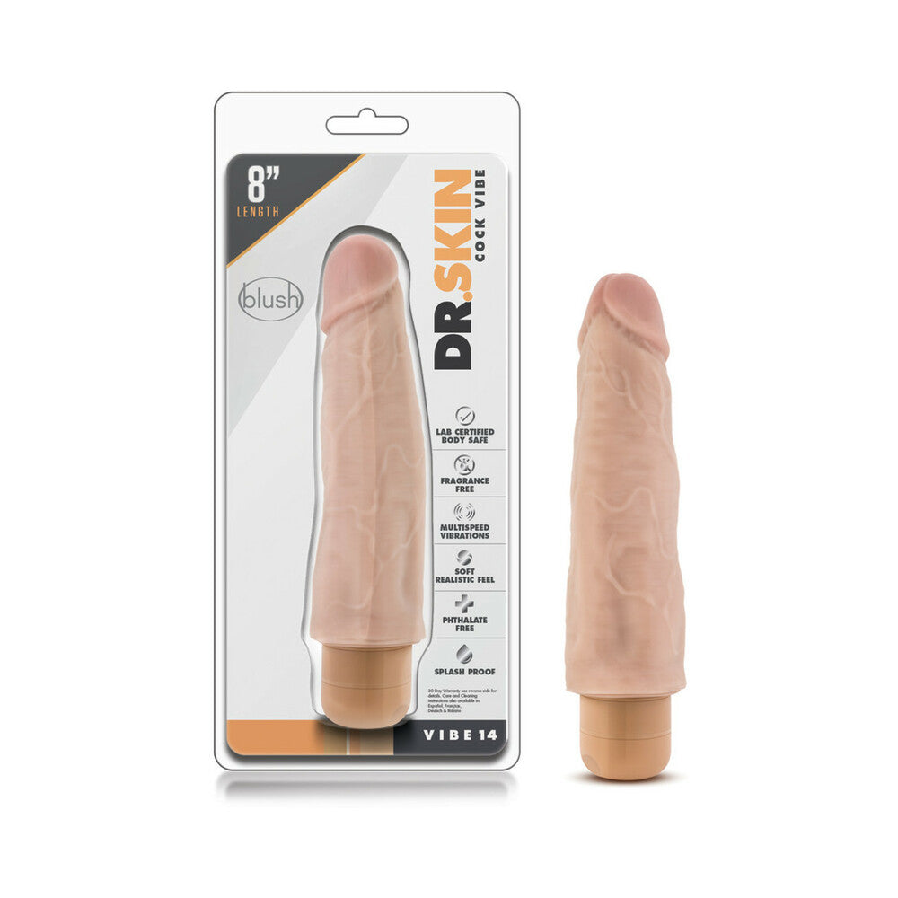 Dr. Skin Vibe 14 Realistic 8 in. Vibrating Dildo Beige - Fantasies Boutique