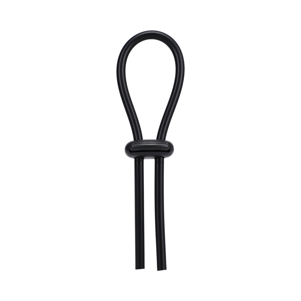 Rock Solid Black Silicone Double Lock Adjustable Lasso/Bolo - Fantasies Boutique