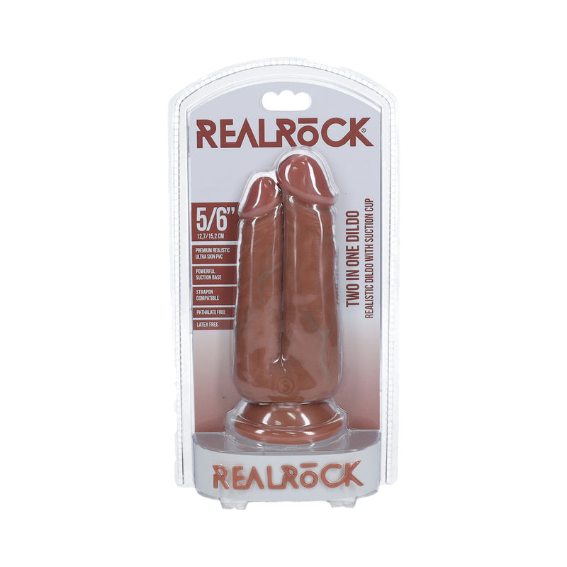 RealRock Two in One 5 in. / 6 in. Dildo Tan - Fantasies Boutique