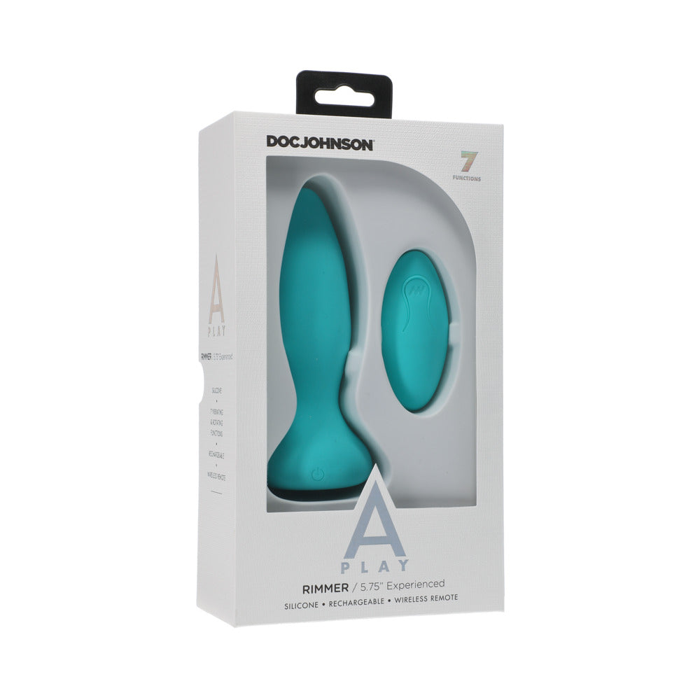 A-Play Rimmer Experienced Rechargeable Silicone Anal Plug with Remote Teal - Fantasies Boutique