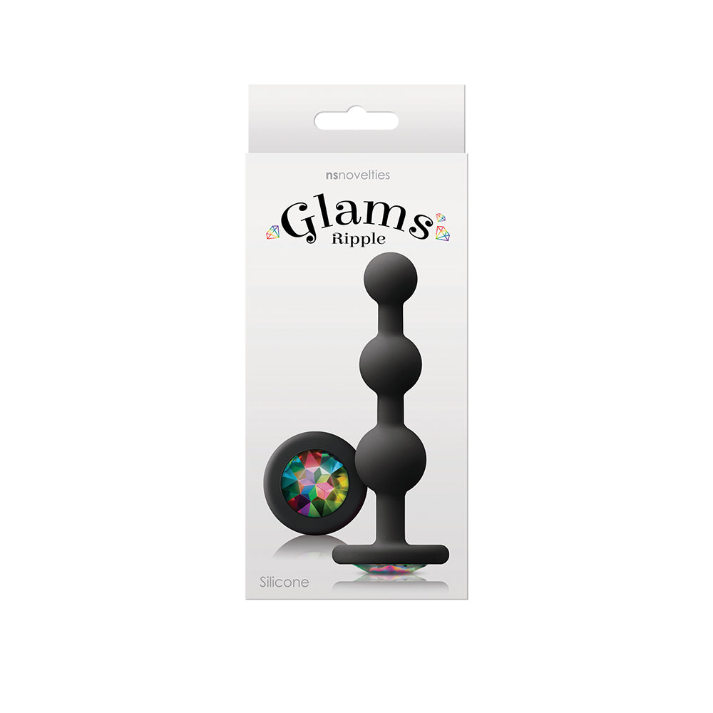 Glams Ripple Anal Plug Rainbow Gem Black - Fantasies Boutique