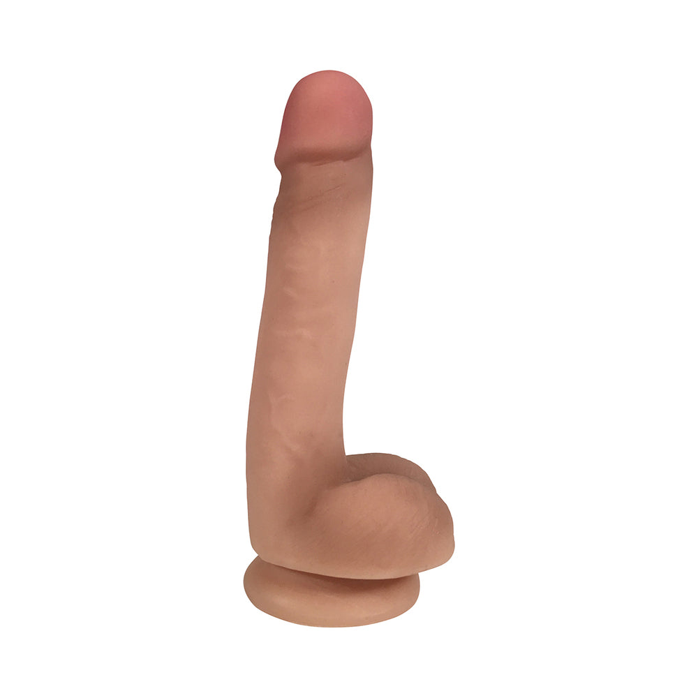 Curve Toys Easy Riders 7 in. Dual Density Dildo with Balls & Suction Cup Beige - Fantasies Boutique