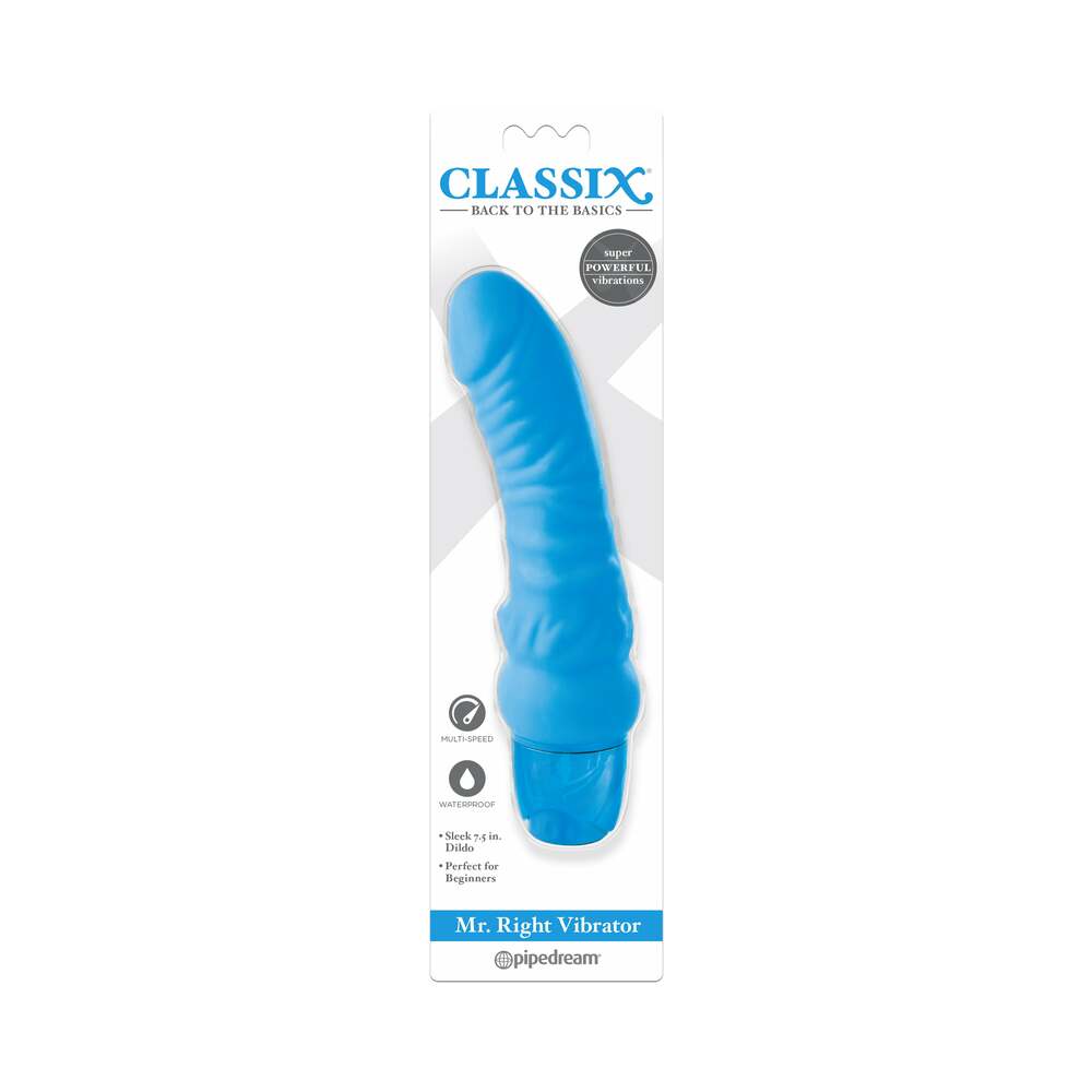 Pipedream Classix Mr. Right Vibrator Realistic 6.5 in. Vibrating Dildo Blue - Fantasies Boutique