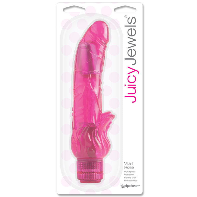 Pipedream Juicy Jewels Vivid Rose Flexible Curved Semi-Realistic Vibrator Pink - Fantasies Boutique