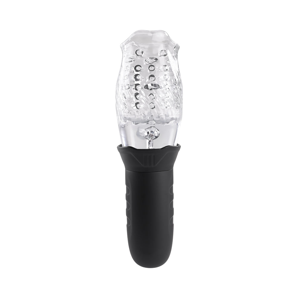 Zero Tolerance Cyclone Rechargeable Vibrating Spinning Stroker Black Clear - Fantasies Boutique