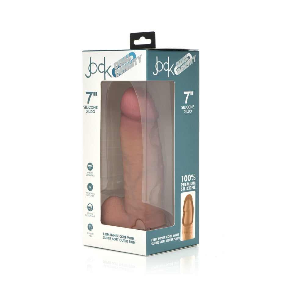 Curve Toys Jock Dual Density 7 in. Silicone Dildo with Balls & Suction Cup Light - Fantasies Boutique